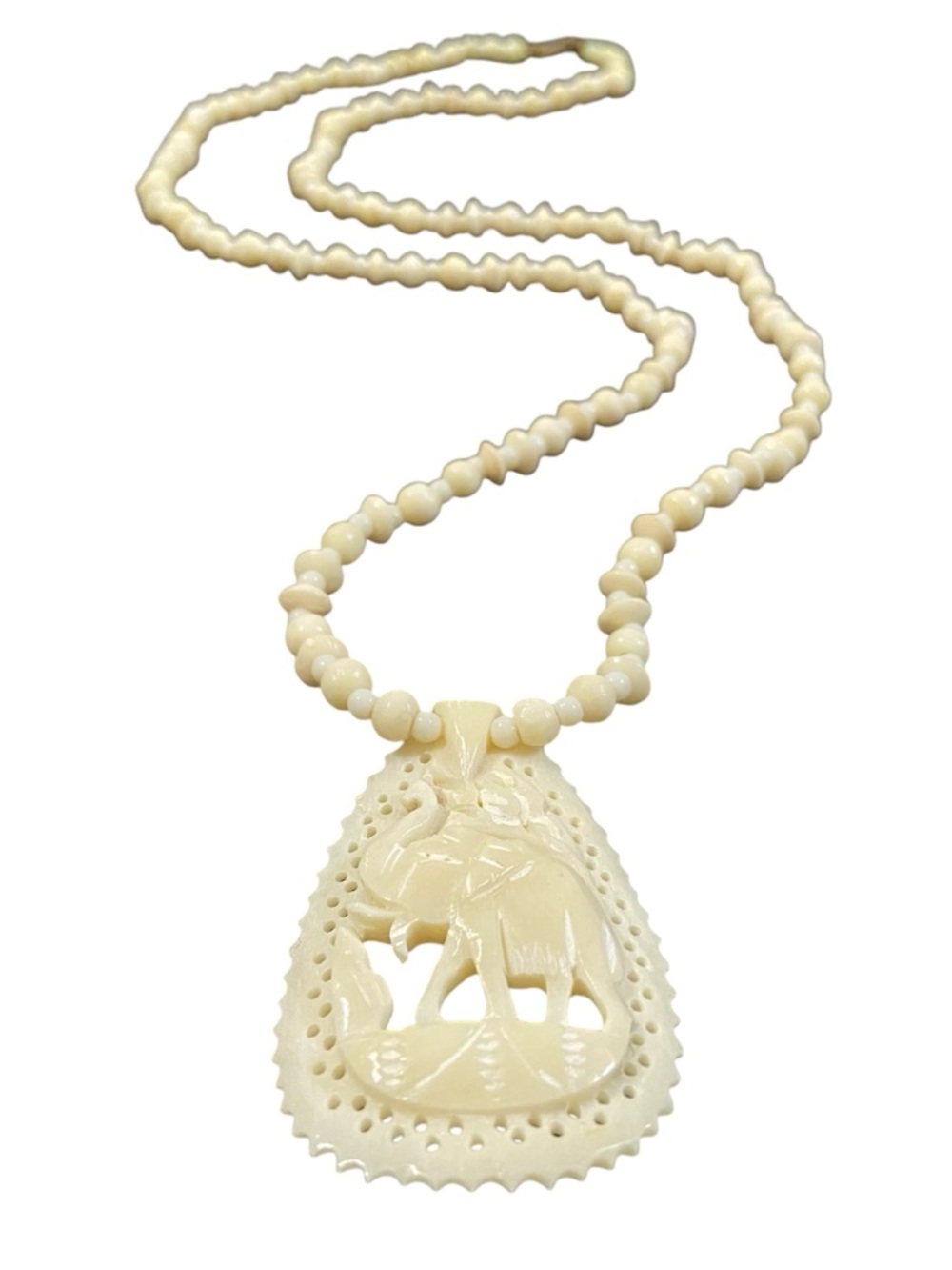 Vintage Miriam Haskell Beaded Elephant Teardrop Necklace
